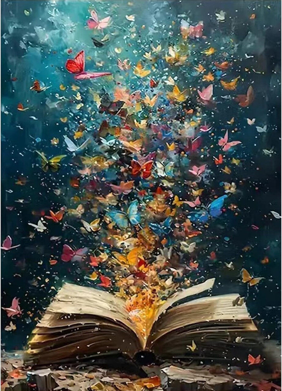 Butterfly On Book Page Diamond Art Kits - Diamond Painting Kit for Adults Beginner - DIY 5D Full Drill Paint by Diamonds with Paintings Arts and Crafts for Home Decor 12 X 16Inch